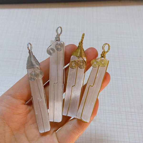 

decorative objects & figurines natural plaster irregular pendant selenite sticks reiki healing stone necklace wands rough gems crystal coupl