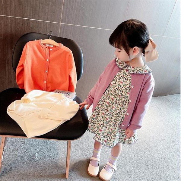 

pullover celveroso 2021 spring and autumn sweater cardigan korean version girl's blouse coat baby solid color three knit, Blue