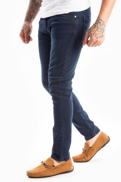 

men's jeans deepsea men back pocket pleated lycra pants 2102002, Blue