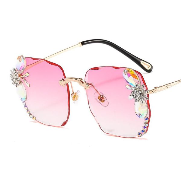 

sunglasses 2021 with diamond designer lady rhinestone women vintage rimless gradient sun glasses for female uv nx, White;black