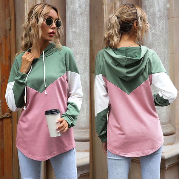 

clothing 2021 new spring and autumn dign sense minority stitching hooded sweater women's long sv, White