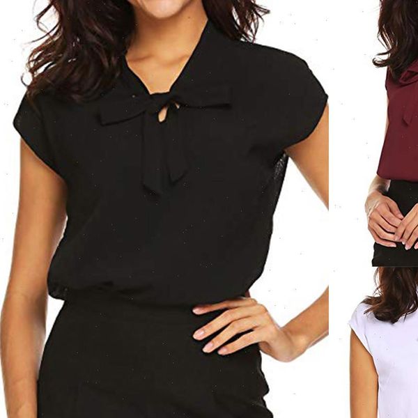 

summer womens and blouses 2021 short sleeve casual office work chiffon blouse shirts womens blouse casual new, White