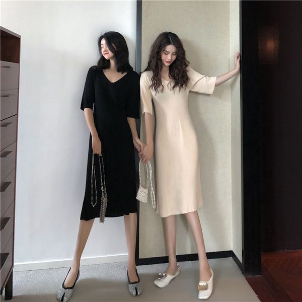 

girly with low-v mini summer with short sleeves 2021 party at girls'night k80s, Black;gray