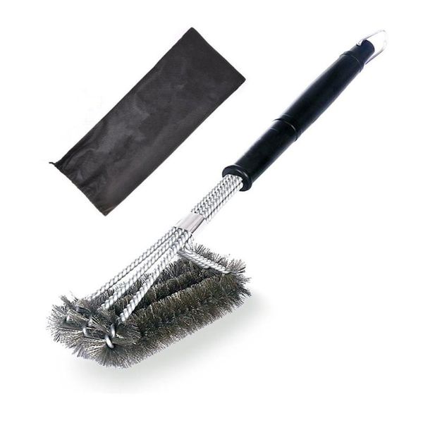 

tools & accessories 18 inches bbq grill barbecue kit cleaning brush stainless steel cooking wire bristles triangle brushes kitchen