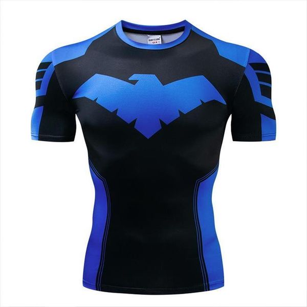 

nightwing 3d print compression mens fitness superhero costume short sleeve crossfit, White;black