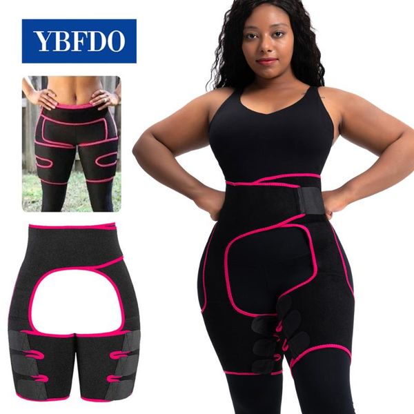 

ybfdo waist trainer corsets fitness trimmer belt slimming shaper fat burner fajas sauna sweat neoprene thigh trimmer shapewear, Black;gray