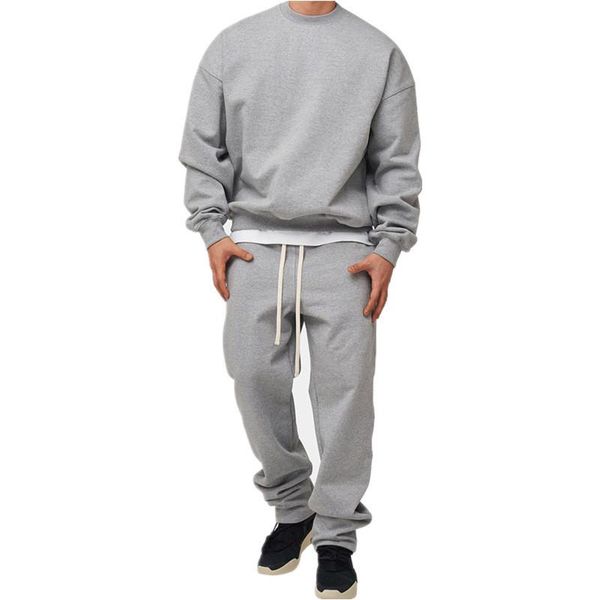 

men's tracksuits 2021 male fitness exercise suit men autumn casual running training loose large size sport 2 pieces sets sportswears, Gray