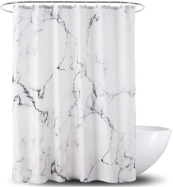 

marble bathroom grey and white fabric shower curtain with hooks,unique 3d printing