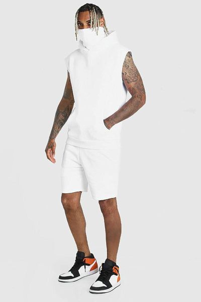 

men's hoodies & sweatshirts man 2021 fleece hooded sleeveless masked harajuku loose streetwear autumn spring o neck pullover hoody men, Black