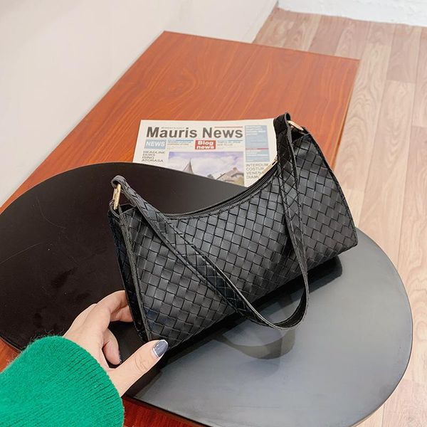 

evening bags woven underarm bag for women 2021 single shoulder texture handbag purse lipstick pocket
