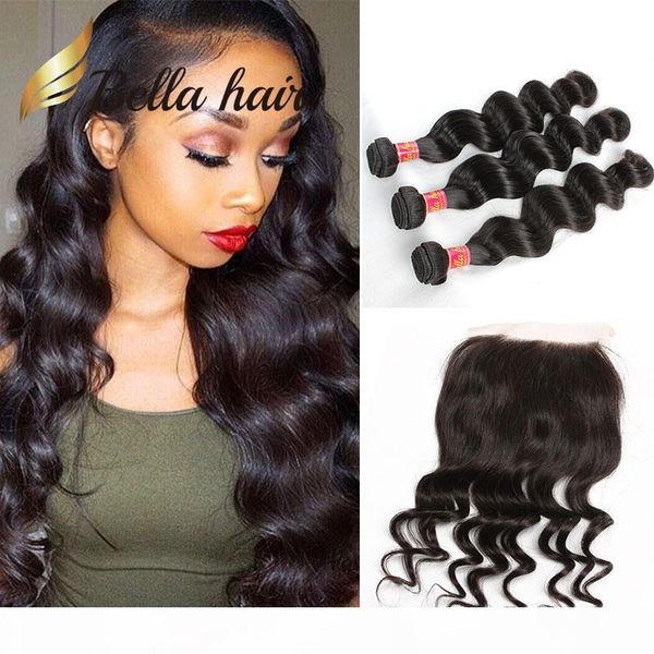 

brazilian virgin hair loose deep wave 3 bundles and lace closure with baby hair 4pcs lot indian peruvian malaysian bella hair weaves closure, Black;brown