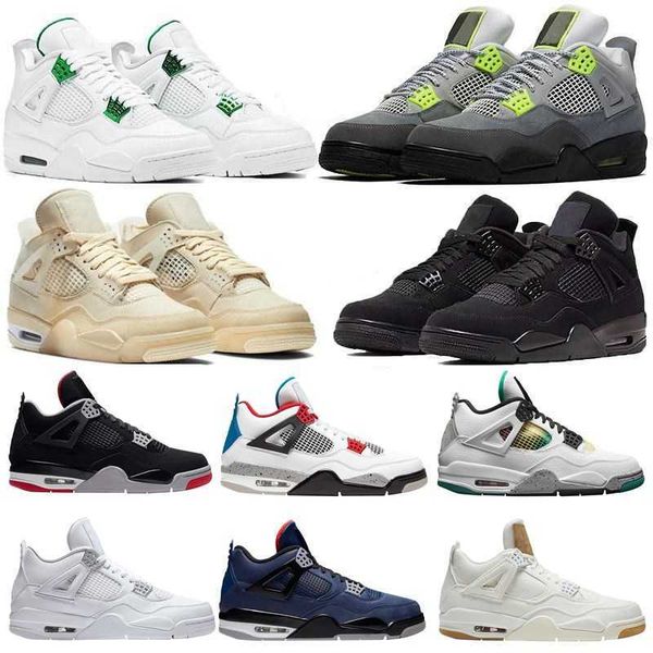 

2021 new 4 4s jumpman basketball shoes metallic purple red green bred ovo splatter black cat what the men mens sport sneakers