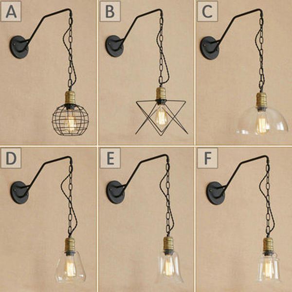 

wall lamps nordic retro industrial bedroom living room el restaurant decoration simple single head chain glass lamp