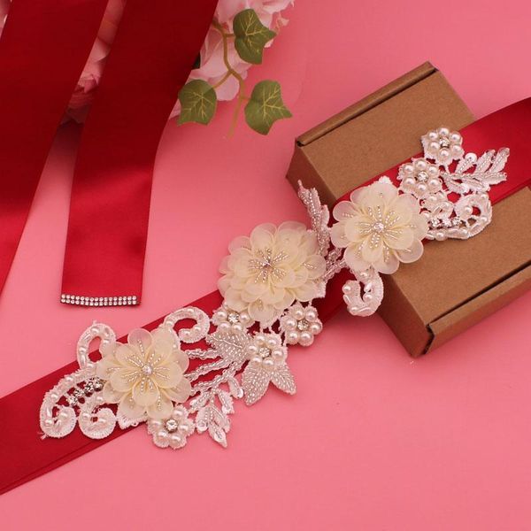 

wedding sashes pearl belt dress dinner bridal accessories, White
