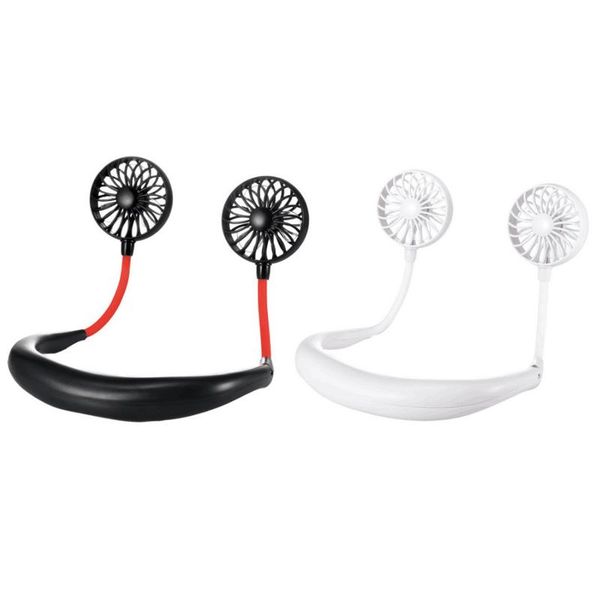 

electric fans 2x white /black 2000 mare usb fan hands-neck hanging rechargeable 3 gears air conditioner adjustable home
