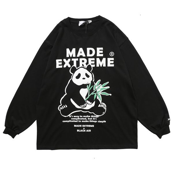 

fun cartoon chinese panda t shirt long sleeve men women funny male homme slim fit male casual punk style autumn, Black