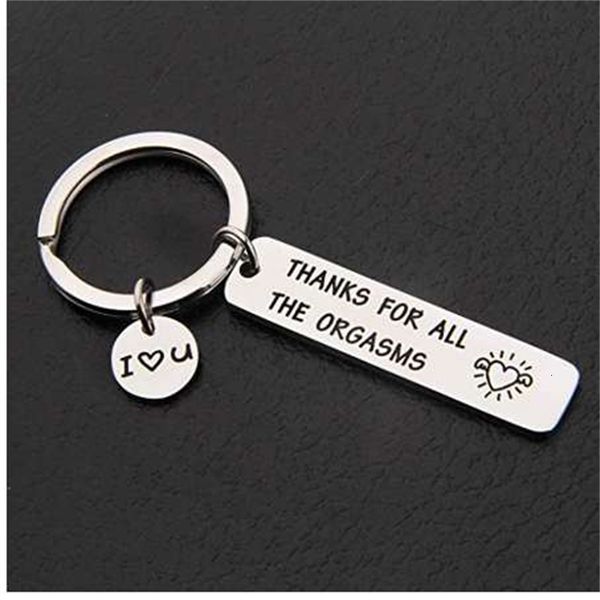 

designers custom keyring engraved thank for all the orgasms i love you key ring couple keychain jewelry gifts give to my boyfriend husband, Slivery;golden