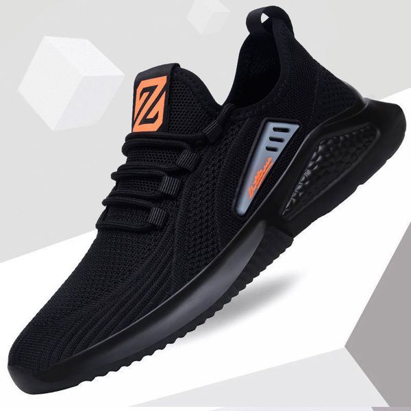

Korean leisure 2021 spring fashion flying woven running shoes men's sneakers, Black