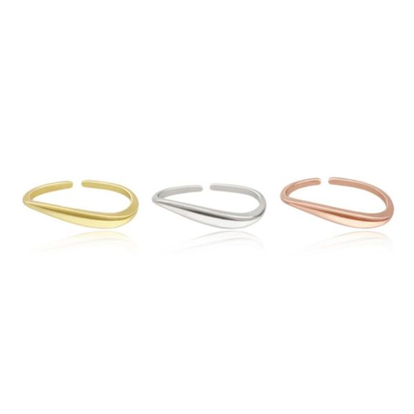 

cluster rings 1pc so thin women's 100% authentic 925 sterling silver wave line ring fine jewelry white/ rosegold /yellowgold color cj7, Golden;silver