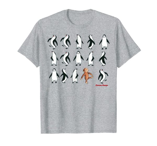 

curious george penguin follow the leader t-shirt, White;black