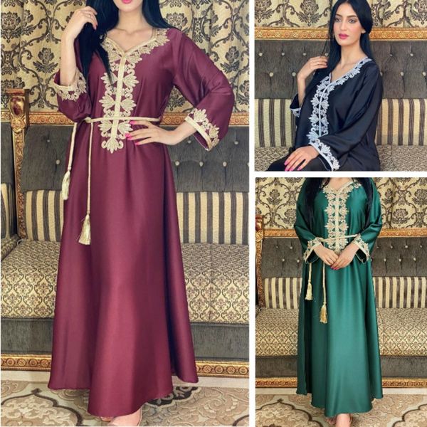 

long sleeve dresses jalabiya dress for women woman clothing muslim dubai arabic elegant ethnic embroidery robe female clothes, Black;gray