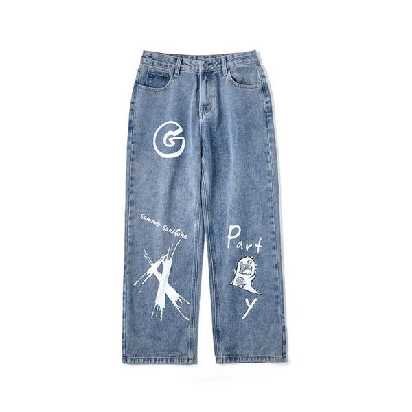 

women's pants & capris japan cartoon jeans women hip hop cargo fashion retro baggy harajuku gothic high street couple boys female, Black;white