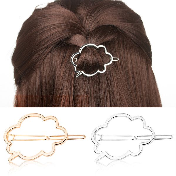 

cloud hollow smooth alloy pin edge clip cartoon hair ornament, Golden;silver