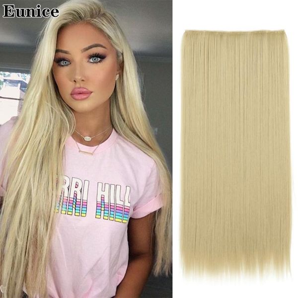 

synthetic wigs 22 inch long straight 5 clips in one piece hair black brown blonde weave for women clip-in