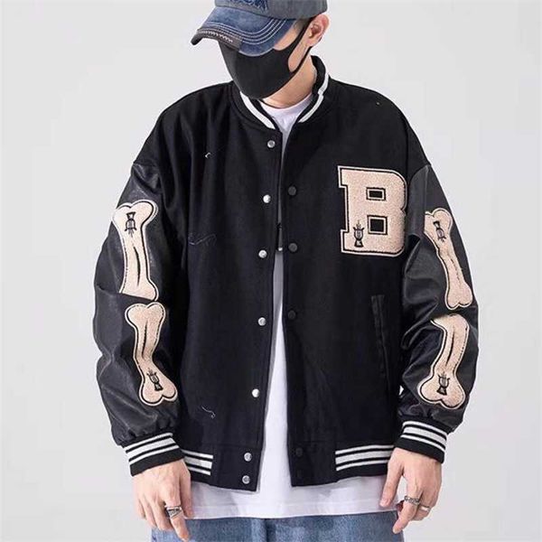 

high street coat spring and autumn leisure hip hop new baseball suit men's loose street jacket student trend, Black;brown