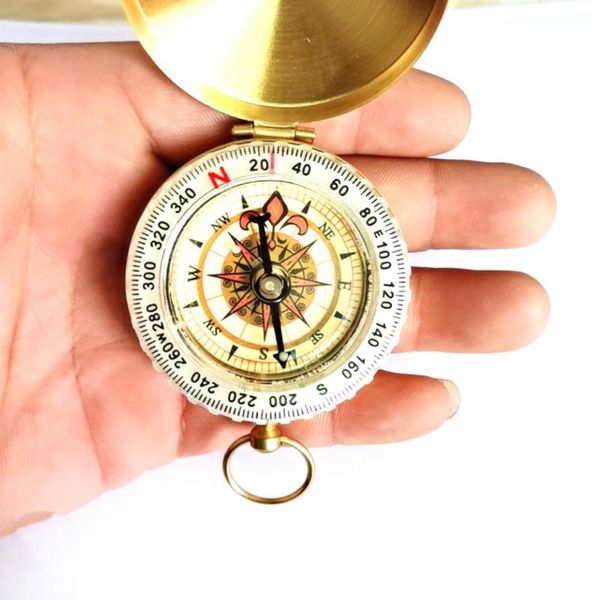 

outdoor gadgets camping hiking pocket brass golden compass portable