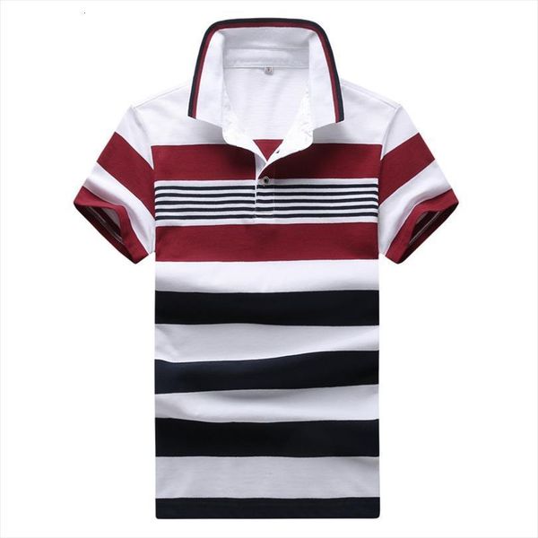 

summer white striped short sleeve men polo shirts casual lapel cotton fashion slim, White;black