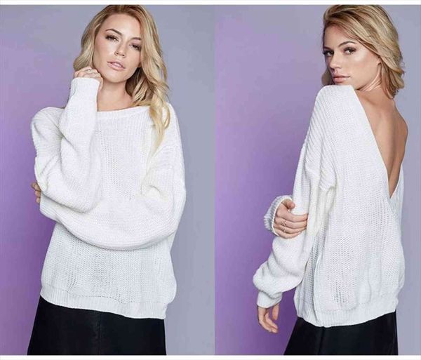 

women sweater backless, White;black