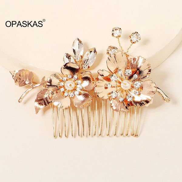 

hair clips & barrettes bride flower comb handmade exquisite pearl pins super fairy piece for women girls vl, Golden;silver