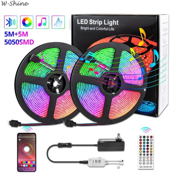 

strips rgb led strip light with voice control smart backlight waterproof bluetooth 12v power supply tape 10m