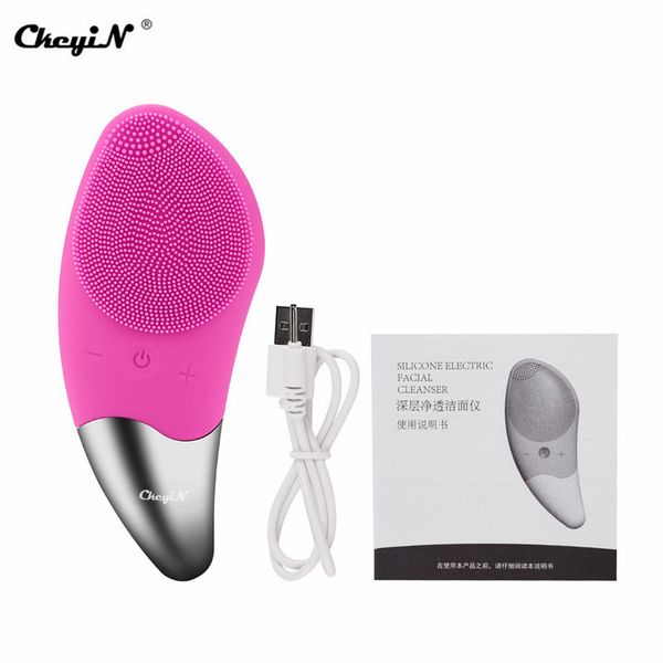 

ultrasonic vibration soft silicone facial pore cleaning brush wash beauty instrument spa massage facial skin makeup remove tool