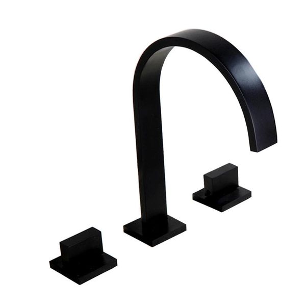 

bathroom sink faucets double handle square orb black color faucet three hole basin mixer and cold water wash tl117