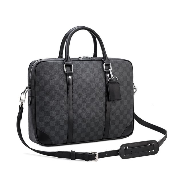 

briefcase fashion men's bag black check business computer flower portable