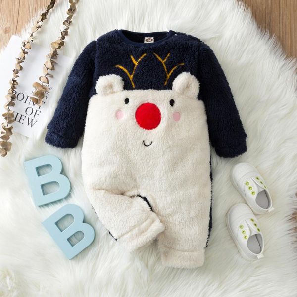 

jumpsuits born jumpsuit baby boys girls fashion winter cartoon cute warm fleece long sleeve romper outwear year clothing, Blue