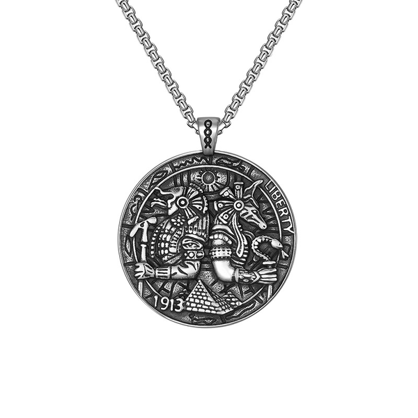

pendant necklaces vintage egypt anubis pharaoh necklace for men stainless steel gothic punk men's trendy jewelry, Silver