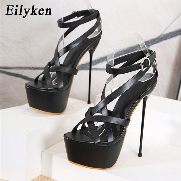 

eilyken platform high heels sandals women open toe ankle buckle strap gladiator party dress summer sliders shoes size 34-40 c0309, Black