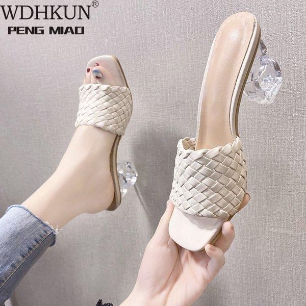 

wdhkun transparent high heels women square toe sandals summer shoes woman clear high pumps wedding heels slippers, Black