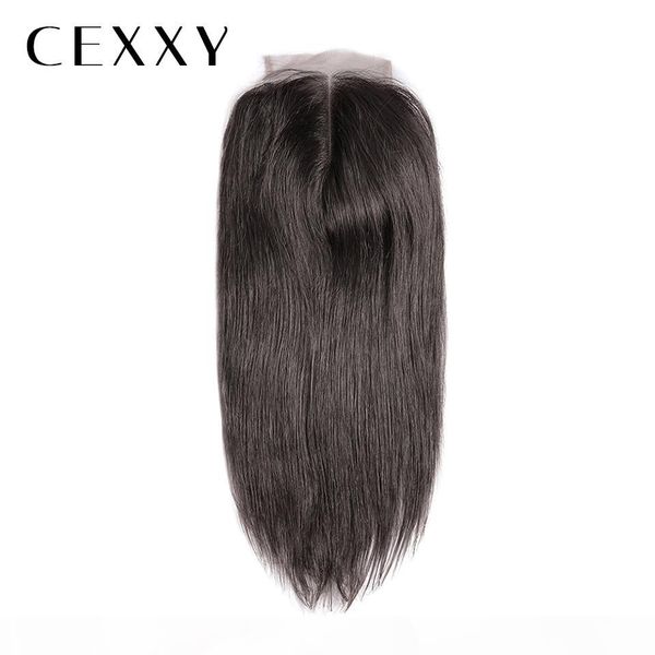 

cexxy] onecut hair straight 4x4 p brazilian remy hair natural color 4x4 straight lace closure 100% human hair, Black