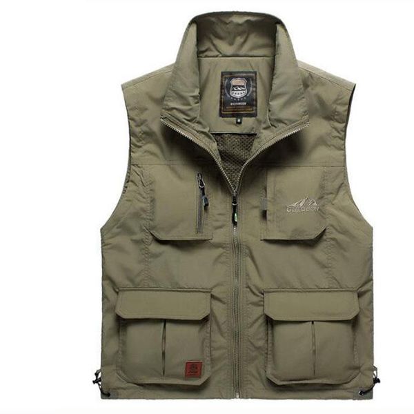 

men's vests quick dry multi-pocket fishing hiking travel thin vest outdoor mountaineering drift advertising pography, Black;white