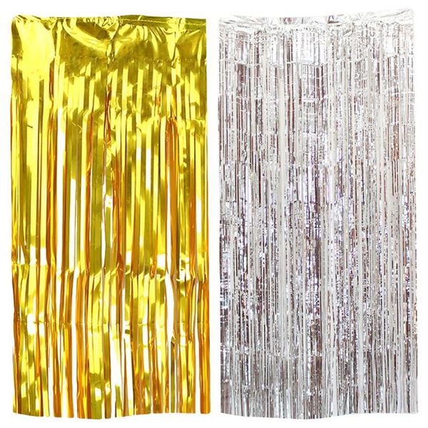 

party decoration 1*2m gold foil fringe curtain door curtains tinsel shining wedding birthday marriage gathering po backdrop