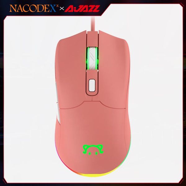 

mice ajazz nacodex stm120 pink wired gaming mouse cool rgb optical macro programming ergonomics for pc gamers