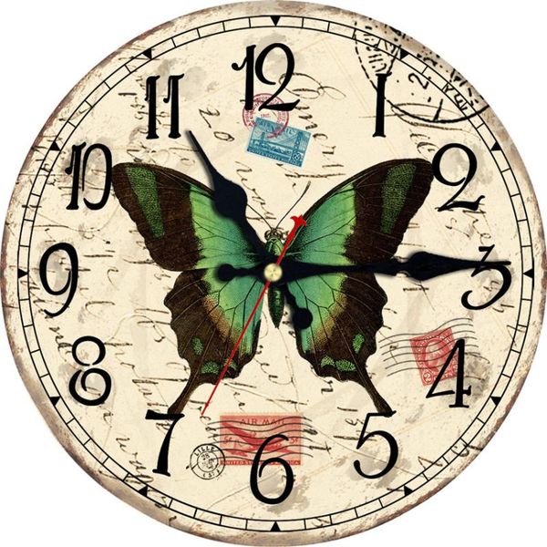 

living room wall decor butterfly large decorative round wall clocksaat fashion silent vintage watch new year high quality