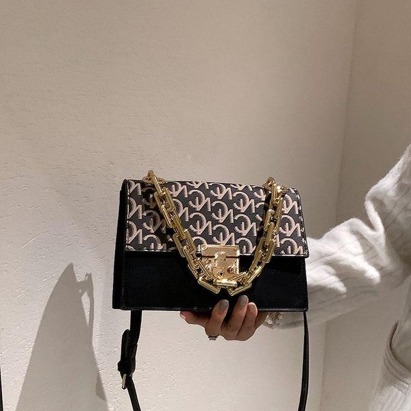 

evening bags trend design letter printing chain crossbody bag for women 2021 fashion luxury handbag and small square female shoulder
