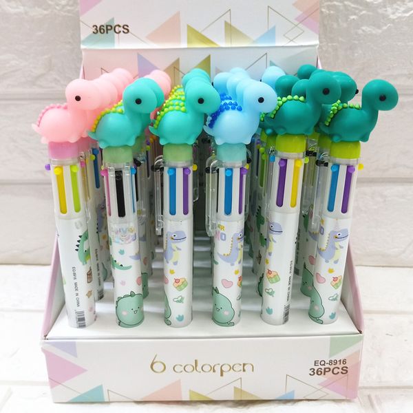 

stationery korean cute dinosaur sile six color ball point pen student cartoon pet animal multi-color, Blue;orange