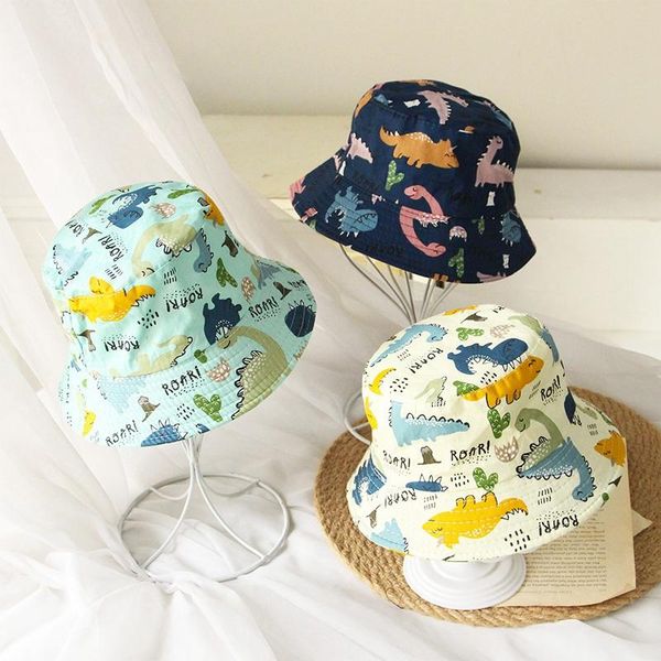 

caps & hats summer hat baby boys and girls toddler cartoon animal print bucket reversible sun headwear 1-4y, Yellow