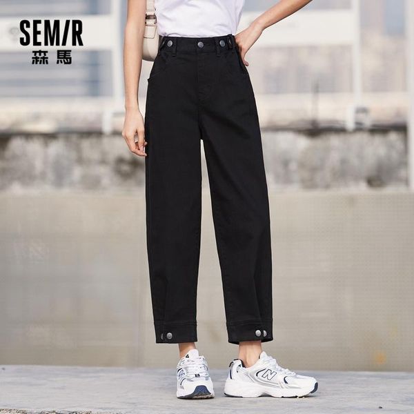 

women's pants & capris semir casual women 2021 spring and autumn daddy loose straight trousers fashion trend, Black;white